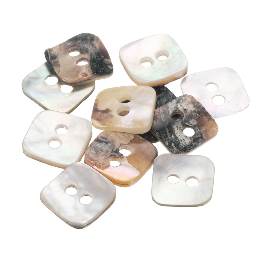 10pcs Pearl Shell Buttons 0.45" Square Shell Sewing Button for Cloth Craft