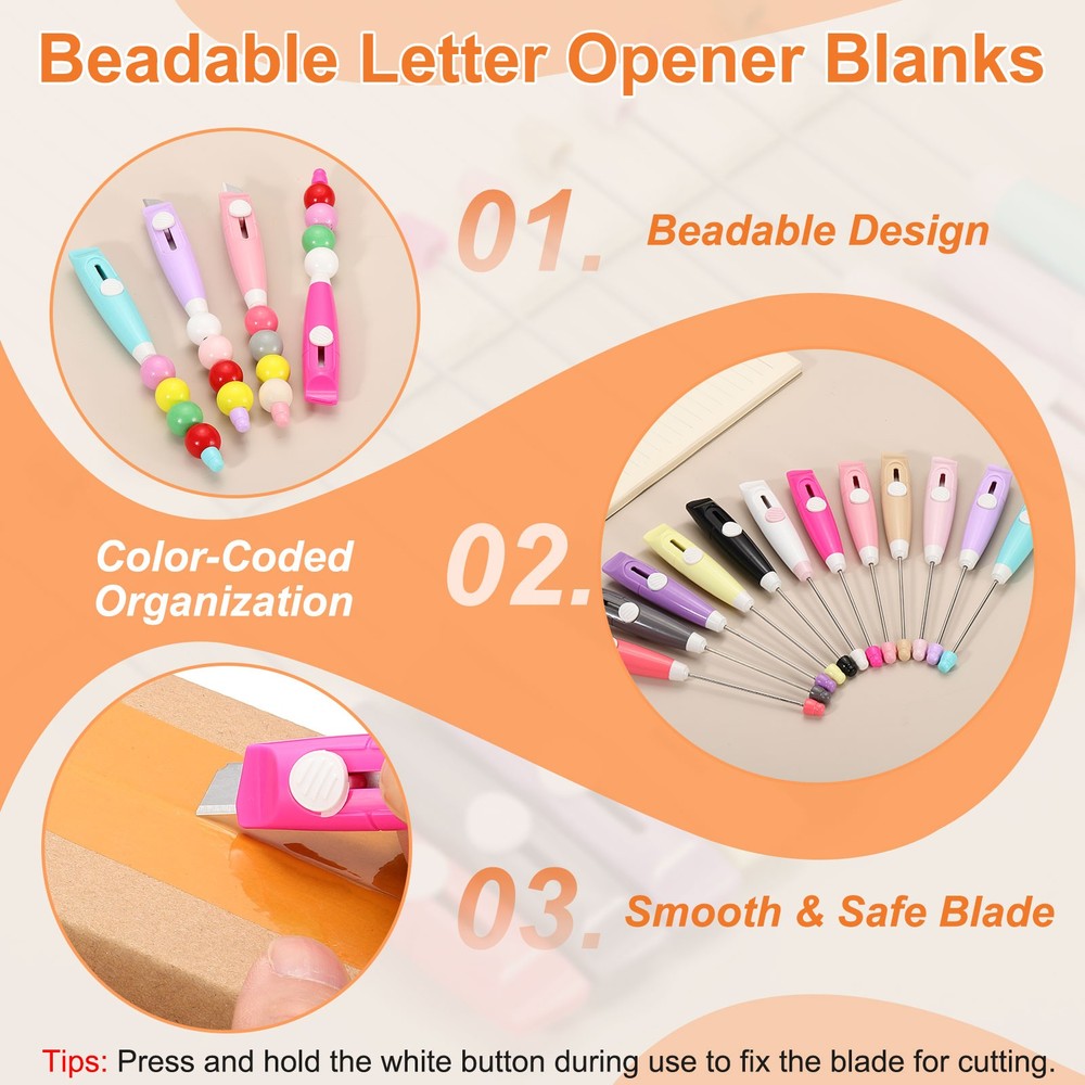 12 Pack Beadable Letter Opener Blanks, Light Pink