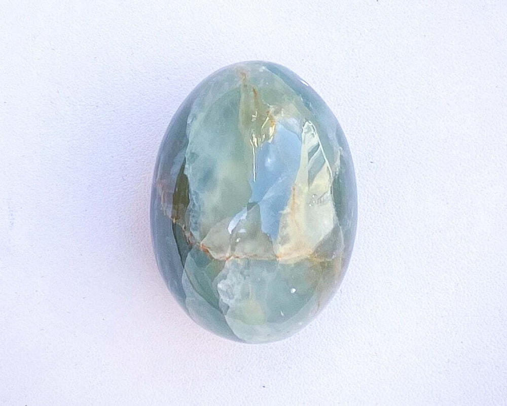 Aquatine egg carving blue onyx egg