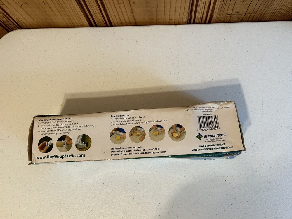 WRAPTASTIC Plastic Wrap Dispenser Pull, Press- As Seen on TV unused F1