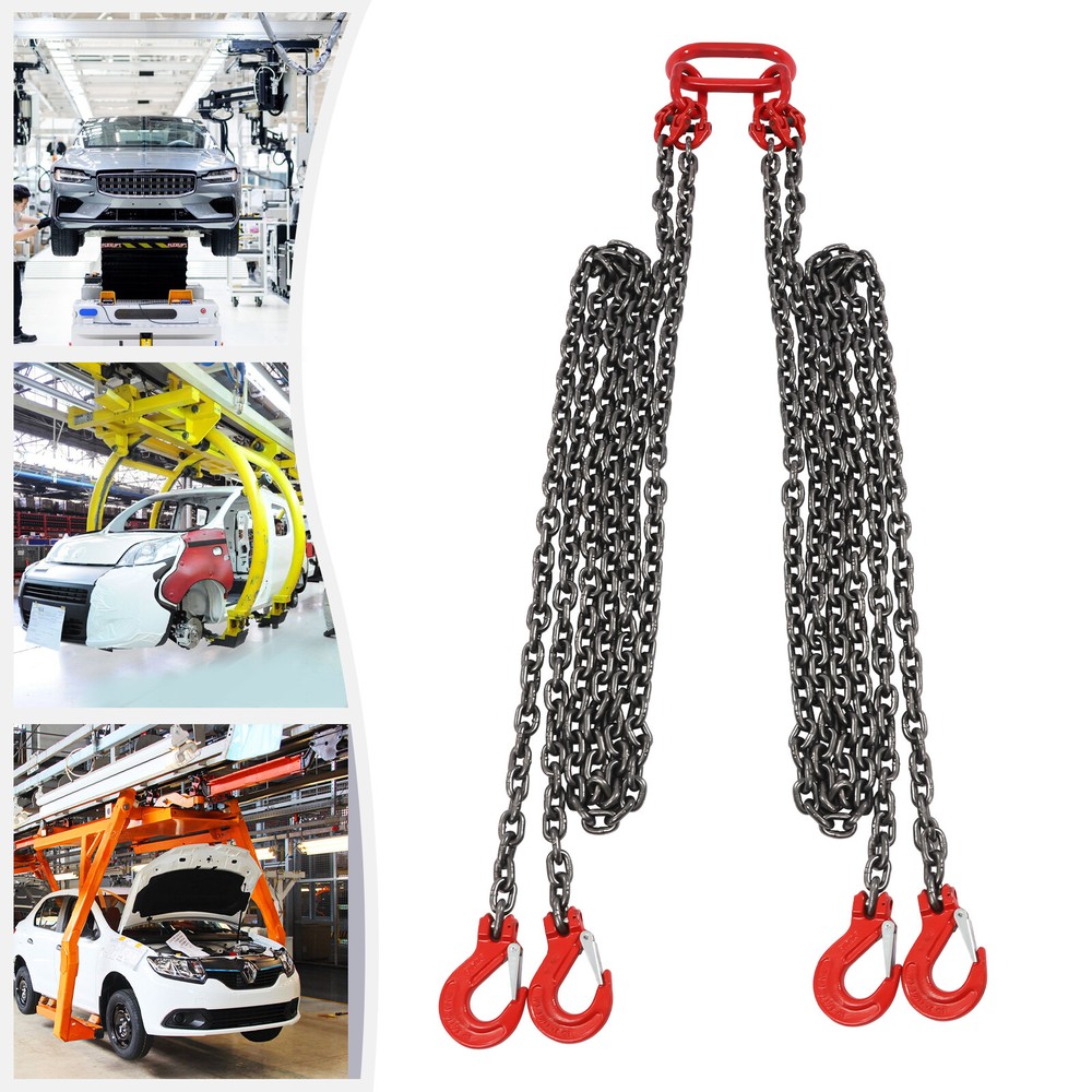 4 Roots Chain Sling Lift Chain 11023.11lbs Load Capacity +Self-locking HookTool
