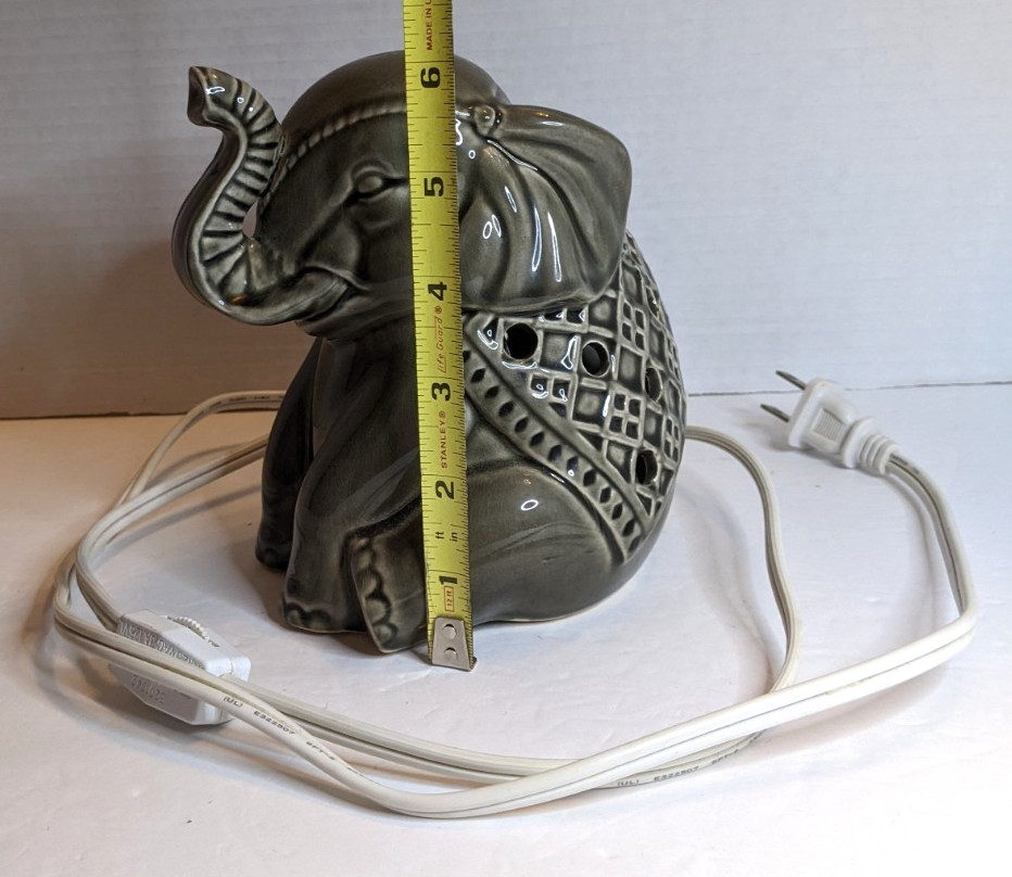 Ceramic Elephant w/Trunk Up Tabletop Night Light Accent Lamp Corded