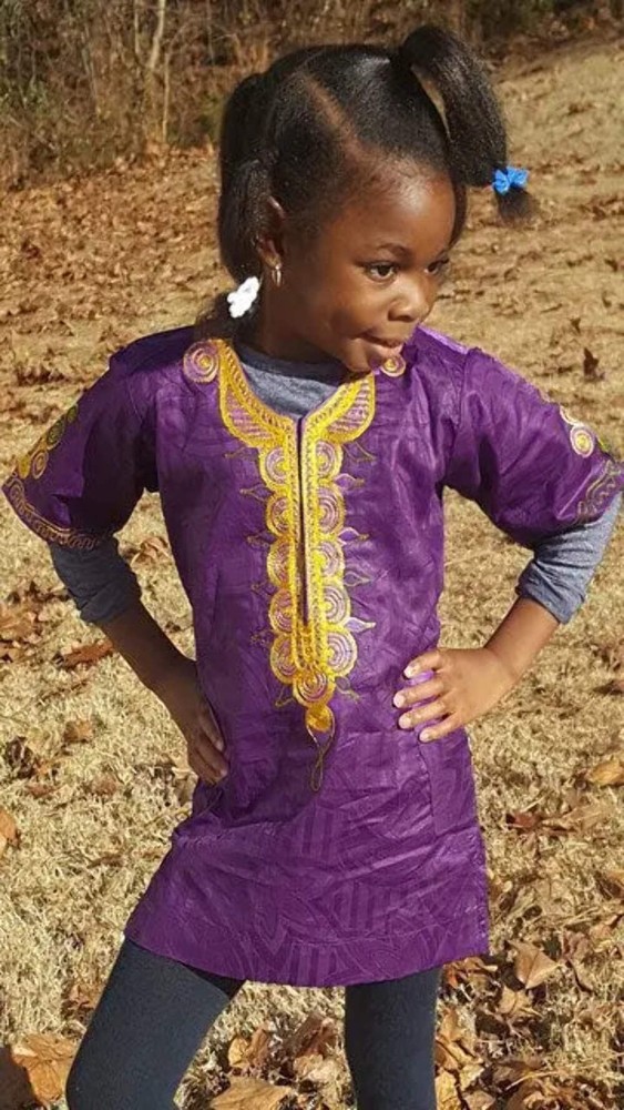 Purple Embroidered Dashiki Shirts-DPC3964