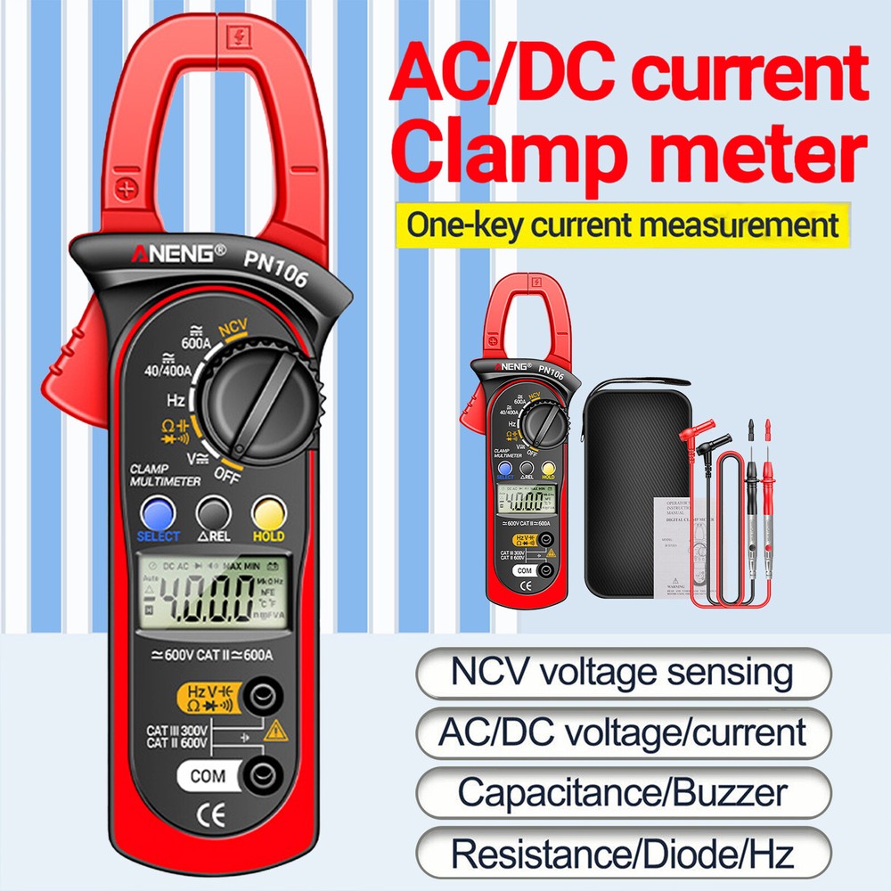 AC/DC Current Digital Clamp Meter Amp Multimeter Handheld Tester 4000 Counts