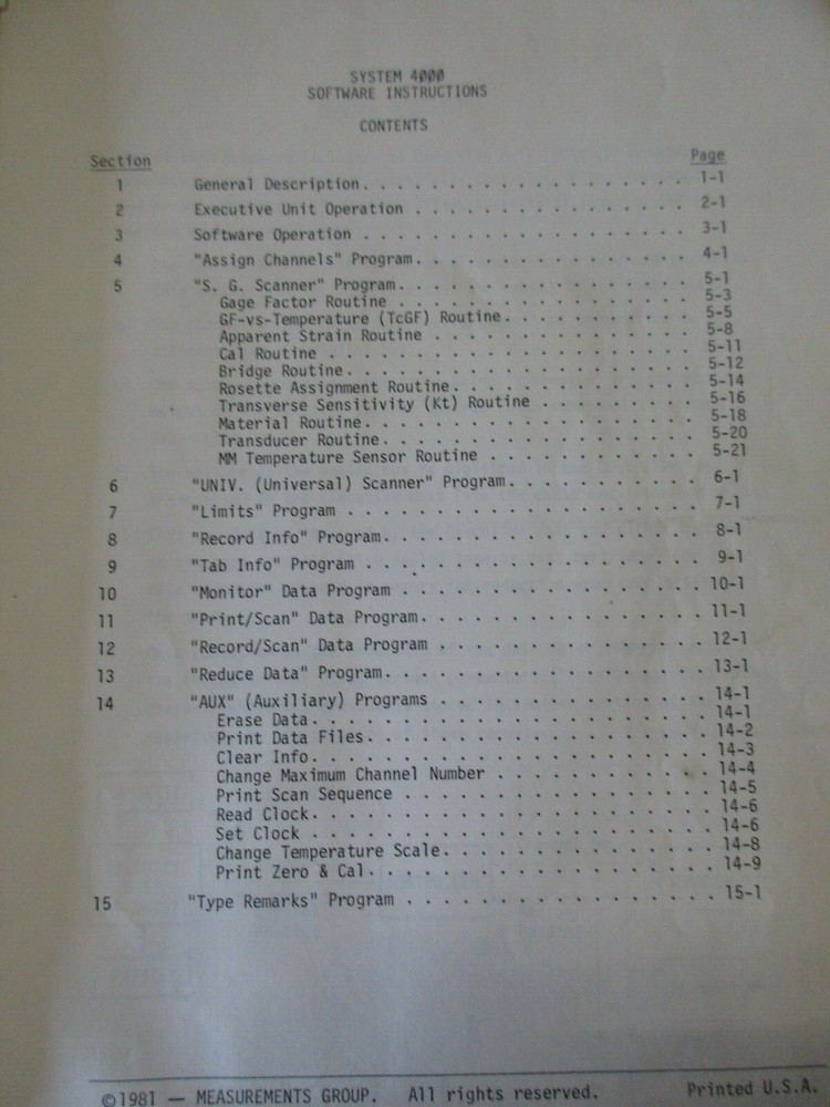 VISHAY SYSTEM 4000 SOFTWARE INSTRUCTION MANUAL