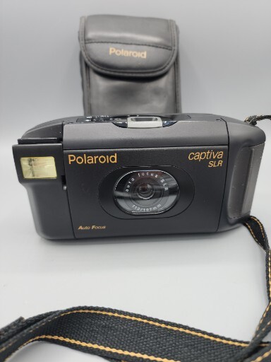 Polaroid Captiva SLR Camera Auto Focus Vintage Camera Flash & Case UNTESTED