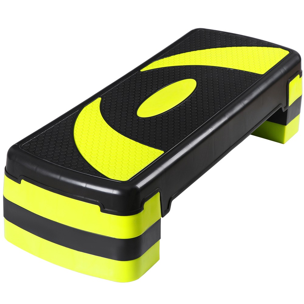 31" Adjustable Exercise Step Platform, 3-Level Height Non-Slip Surface Yellow