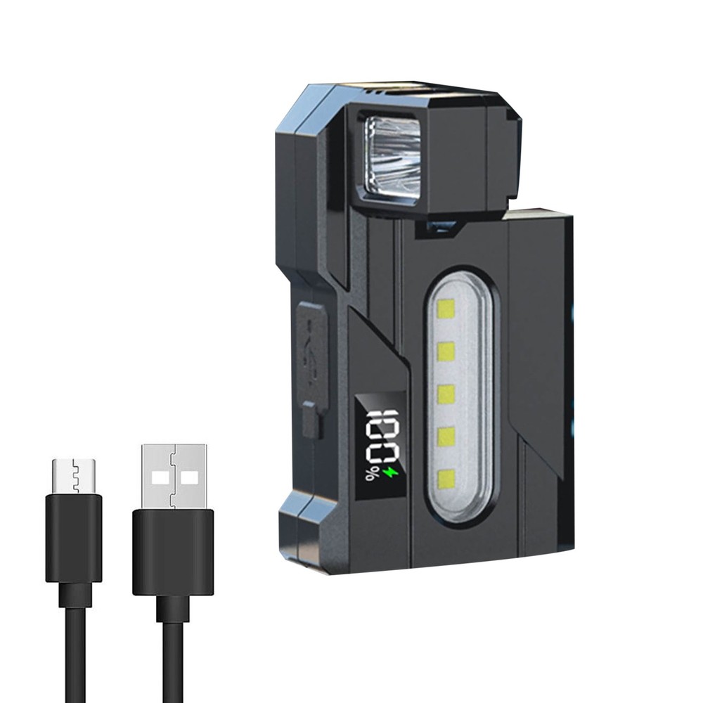 LED Magnetic Work Light USB Rechargeable Flashlight with Side White Red Blue LED