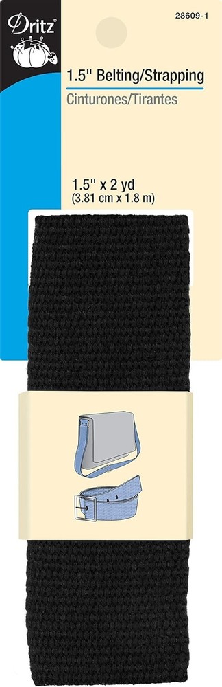 Dritz 1-1/2" Polyester Belting for Straps and Handles, 2-Yards, Black