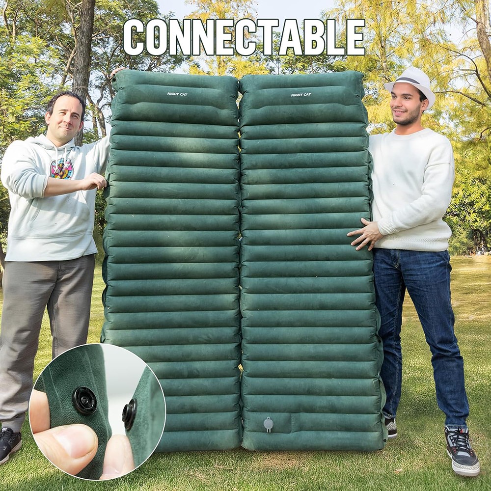 Silent Sleeping Pad for Camping Inflatable 5" Extra-Thick Suede Camping Pad