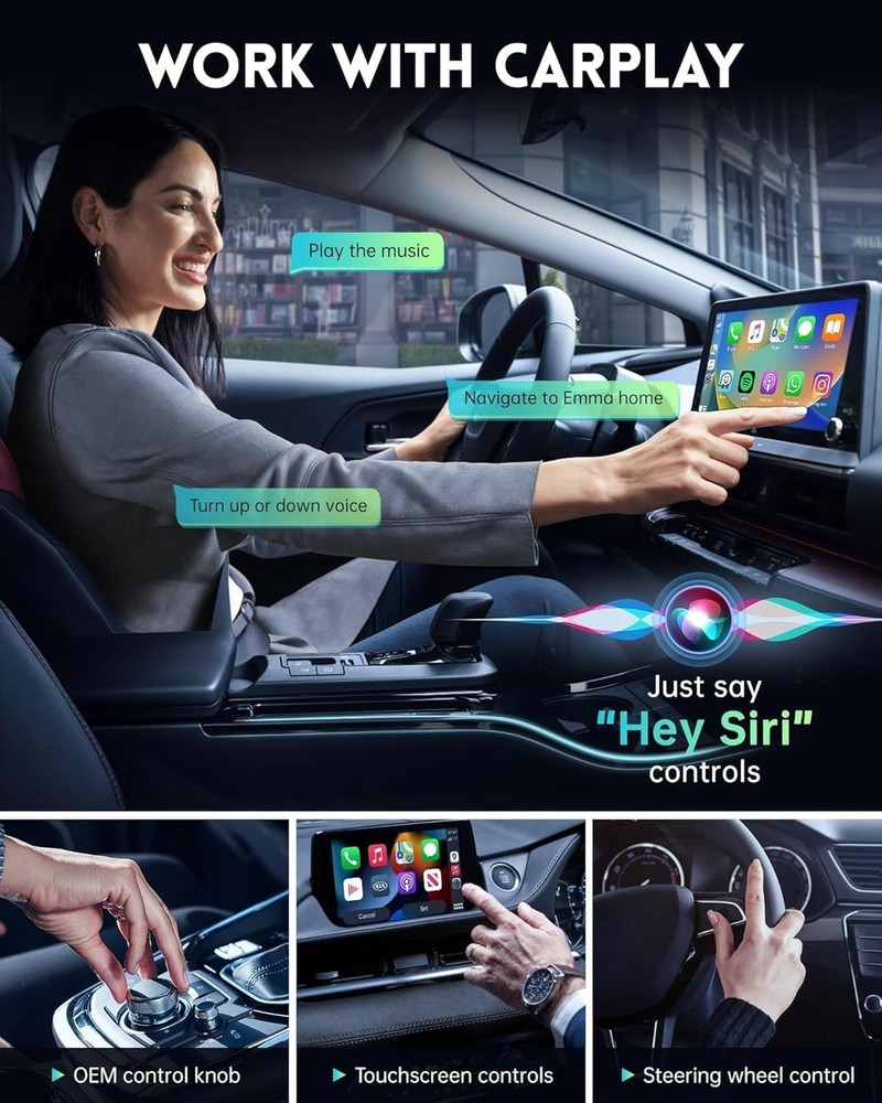 2-in-1 Wireless CarPlay & Android Auto Adapter, Plug & Play, Fast Auto-Connect
