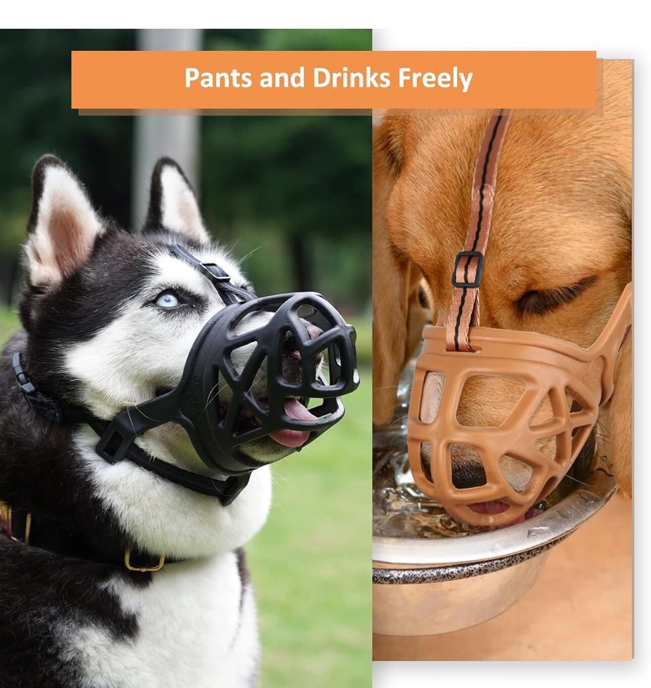 Dog Muzzle, Basket Muzzle for Biting, Chewing and Scavenging Humane Black (4) L