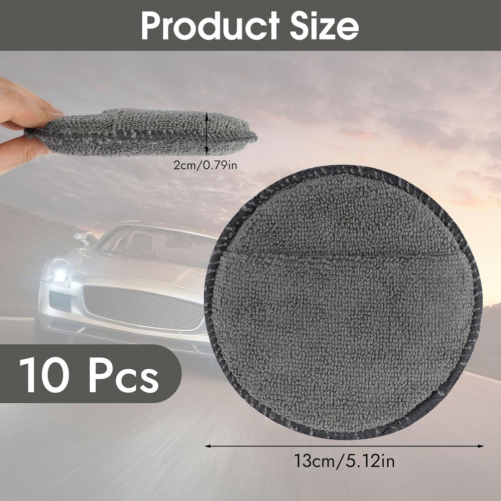 10 Pack Wax Applicator Pads, Microfiber Applicator Pad with Finger Pocket, Foam