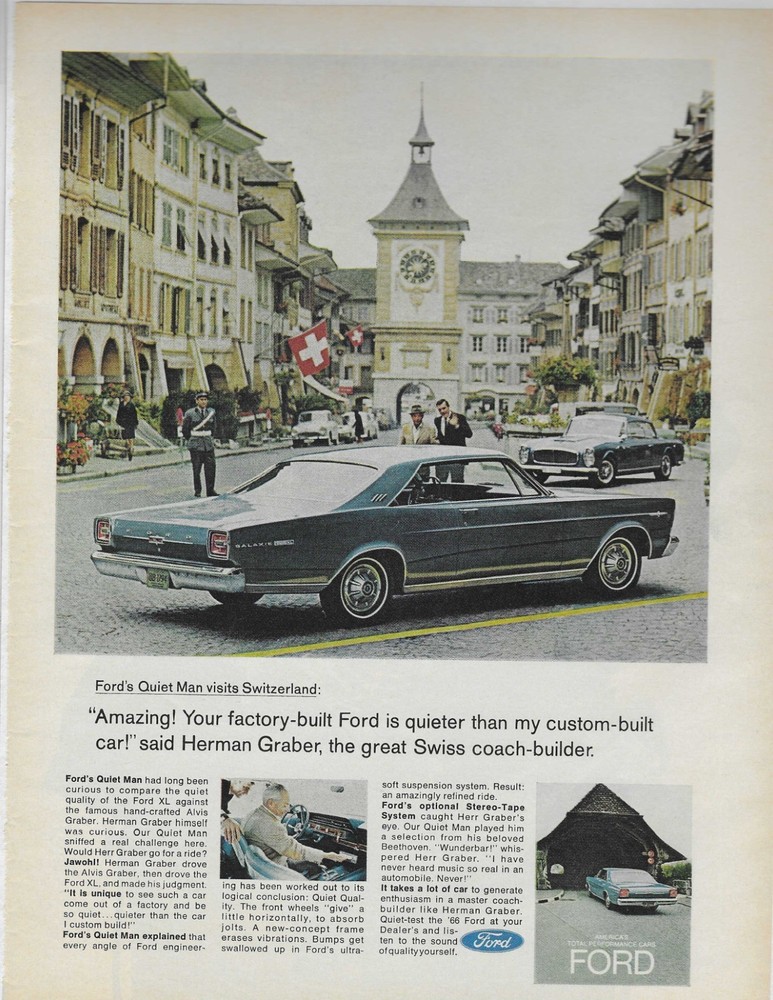 FORD'S QUIET MAN VISITS SWITZERLAND ORIGINAL PRINT AD