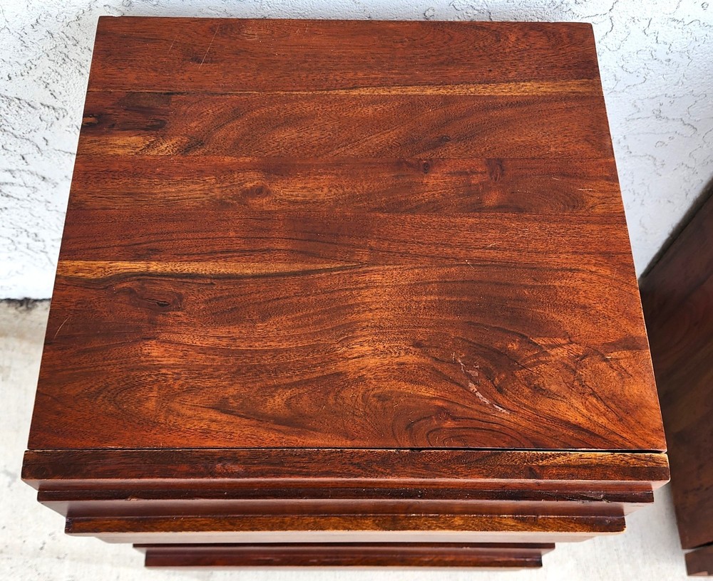 MCM Solid Exotic Wood Bachelor Chest & Nightstands Bedroom Suite
