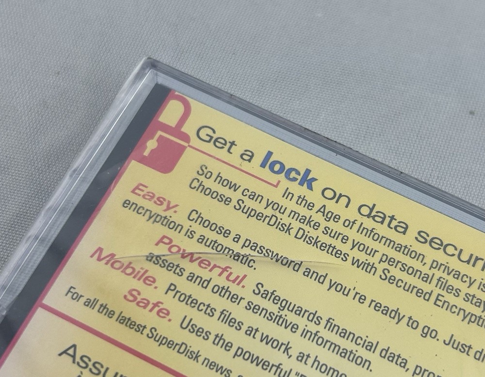 Imation Super Disk with ENCRYPTION TECHNOLOGY, 120 MB, PC New In Pkg Cellophane