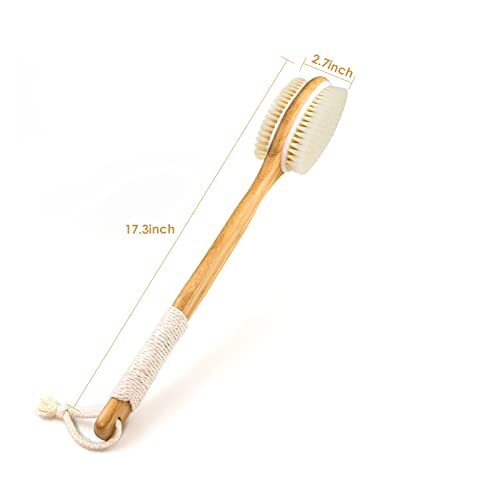 Cepillo corporal de cerdas de baño con mango largo de madera