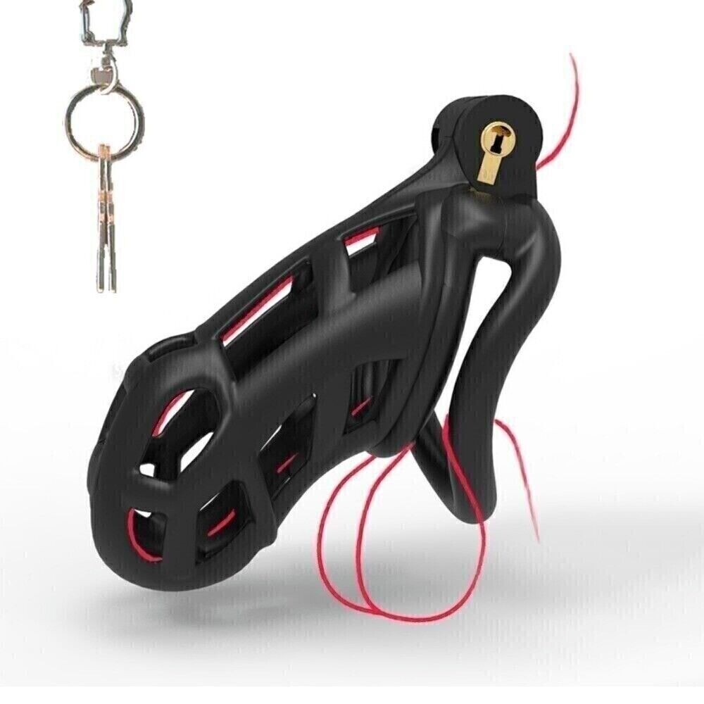 Male Chastity Cage Belt Silicone Device Delay Ejaculation Scrotum Squeeze Ring