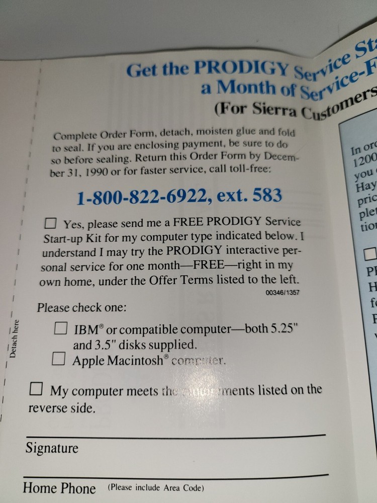 1990 Prodigy Internet Advertisement Old Collectible Online INSERT ONLY Authentic