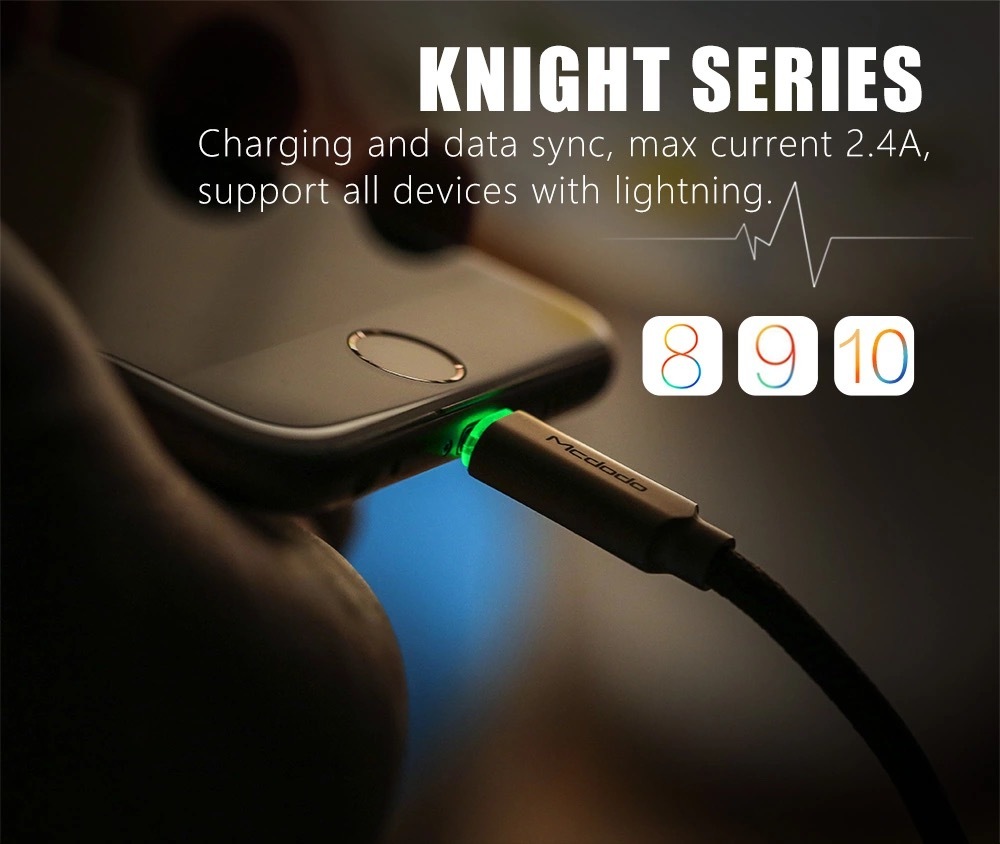 MCDODO Smart LED Auto Disconnect Data USB Charging Cable iPhone X/8/7/6S