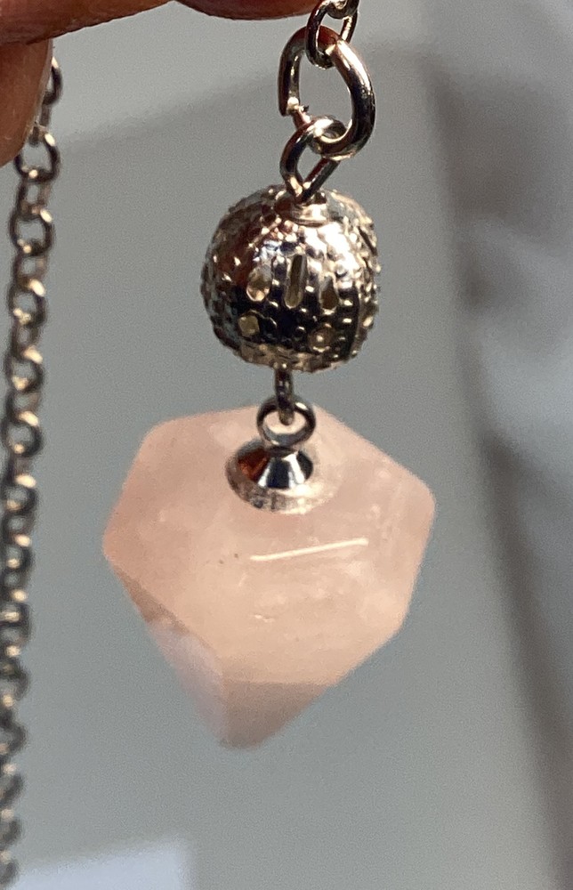 Rose Quartz Pendulum on 7” Chain Natural Stone #14