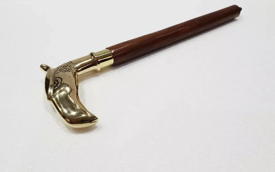 Antique Solid Brass Eagle Head Handle Victorian Wooden Walking Stick Cane Gift