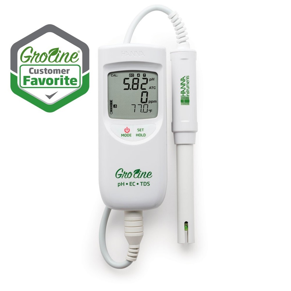 GroLine Hydroponic Waterproof pH/EC/TDS/Temperature Portable Meter