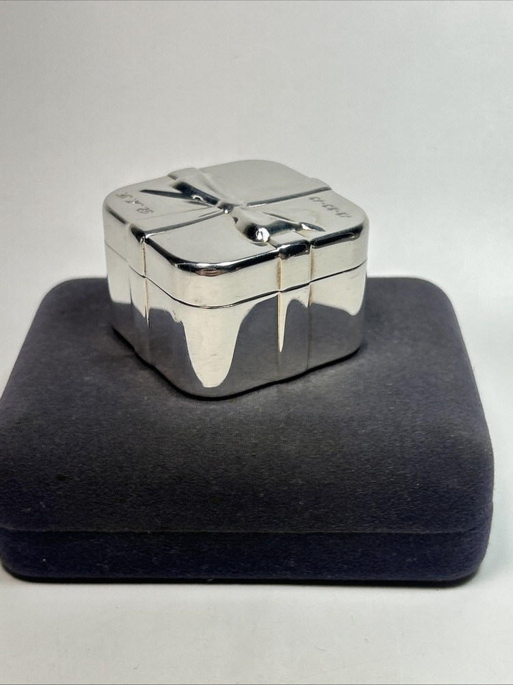 Tiffany & Co Spain Sterling Silver Present Gift Box Wrap Trinket Box Engraved