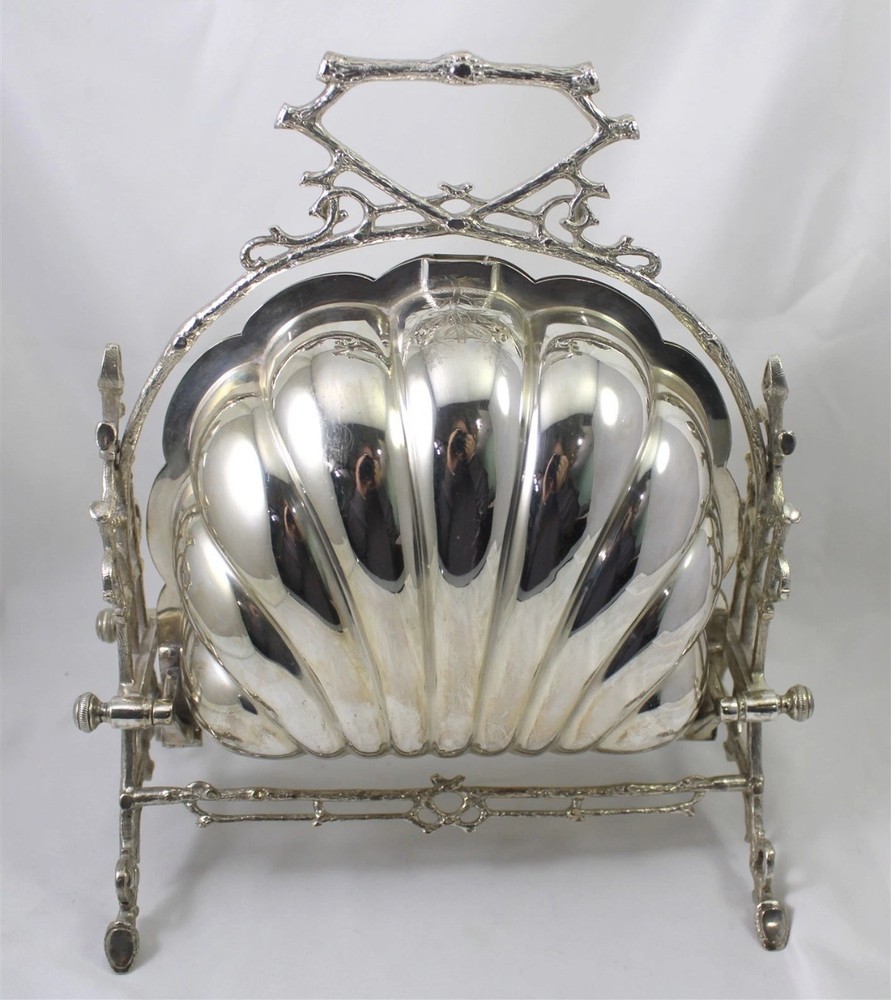 Antique Benetfink & Co. Silverplate Clamshell Biscuit Barrel