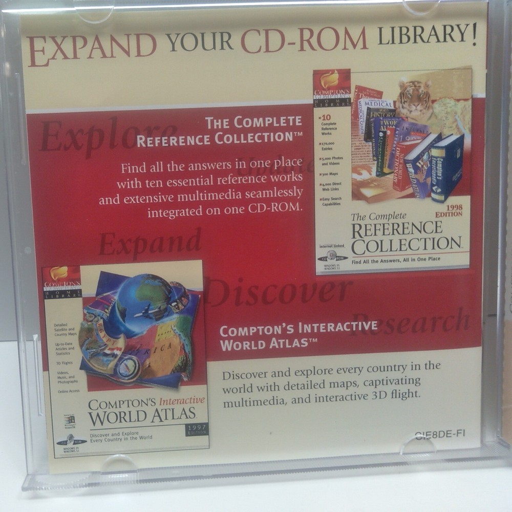 Compton's INTERACTIVE ENCYCLOPEDIA 1998 Version CD ROM Software 90s