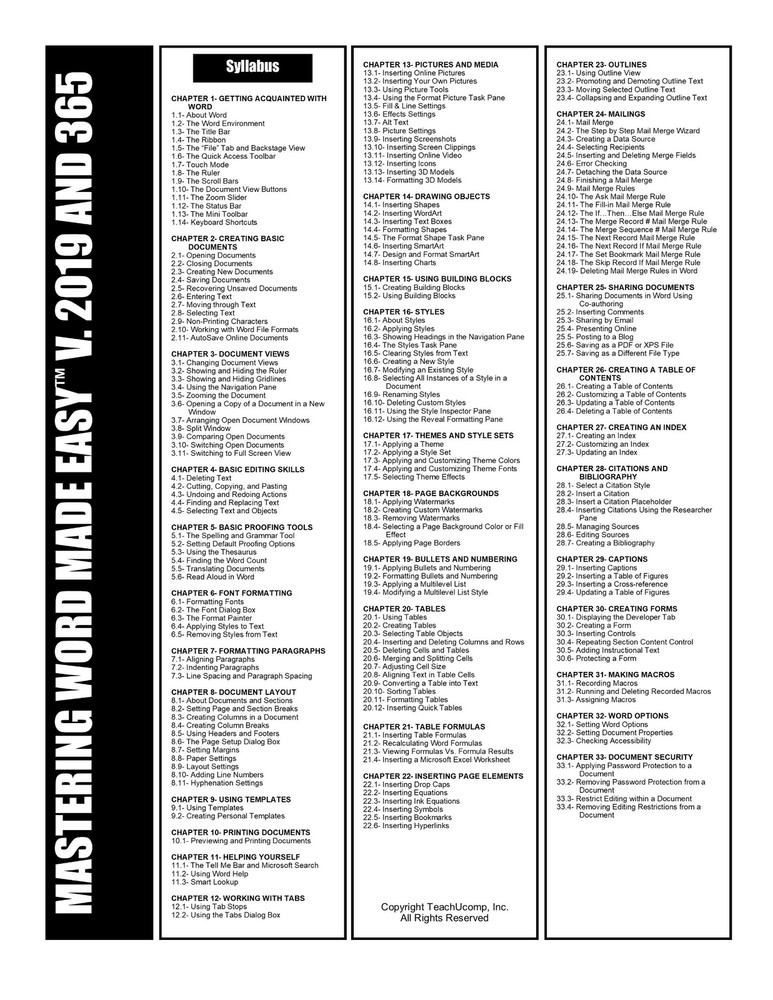 MICROSOFT WORD 2019 and 365 DELUXE Training Tutorial Course & Reference Guide