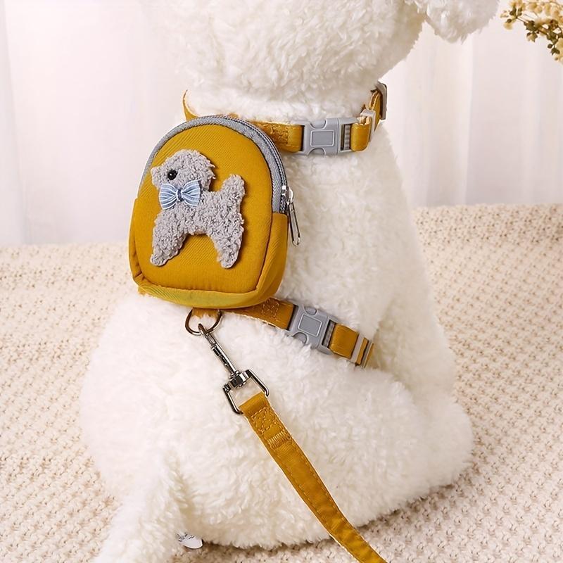 Adjustable Dog Harness Vest with Leash & Backpack for Small Medium Pets Travel