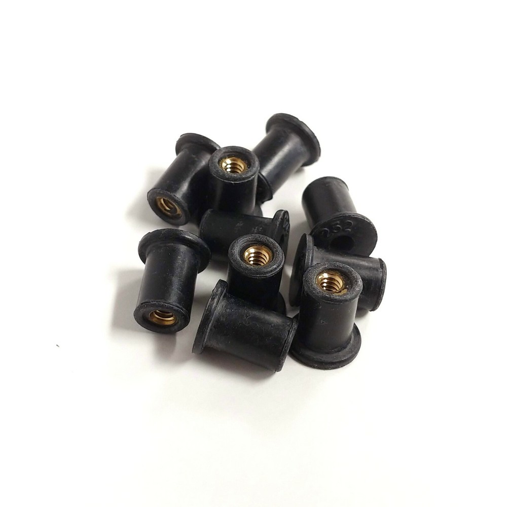 10x 6-32 Rubber Rivets - Threaded Inserts - Well Nuts - 5/16" hole .496" tall