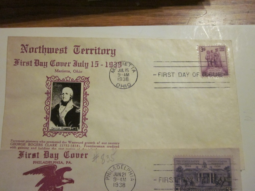 3 DIFF. US COVER 1938 FIRST DAY COVERS SCOTT 838 837 835 CROSBY CACHETS