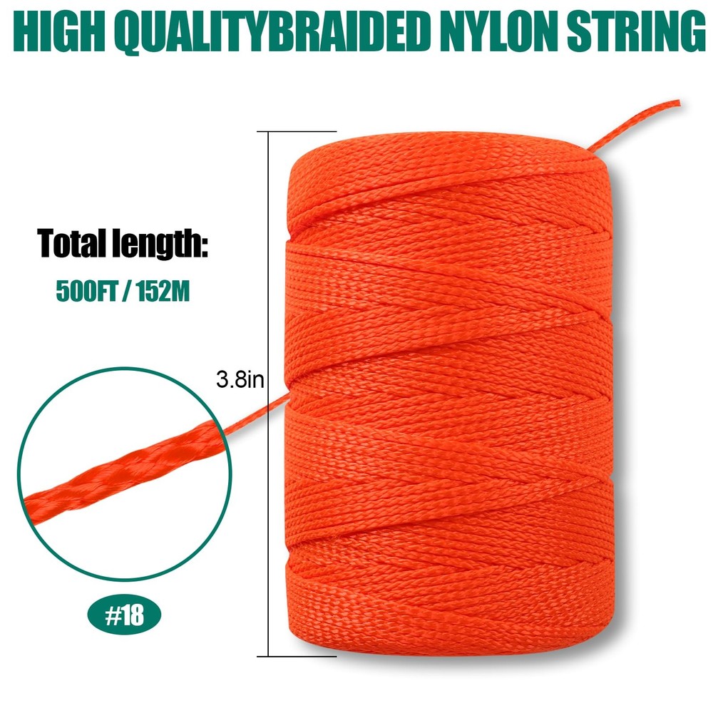 Romeda Mason Line #18, 500 Ft Orange String, Construction Twine for