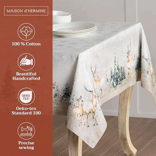Table Cloth Rectangle Table 108" x 60" (Rectangular) 01 - Deer in the Woods