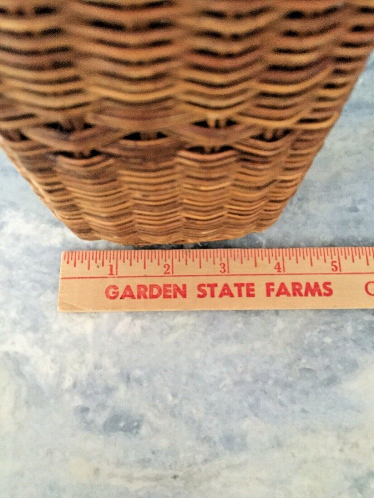Antique Wicker Covered Square Spouted Bottle Unusual