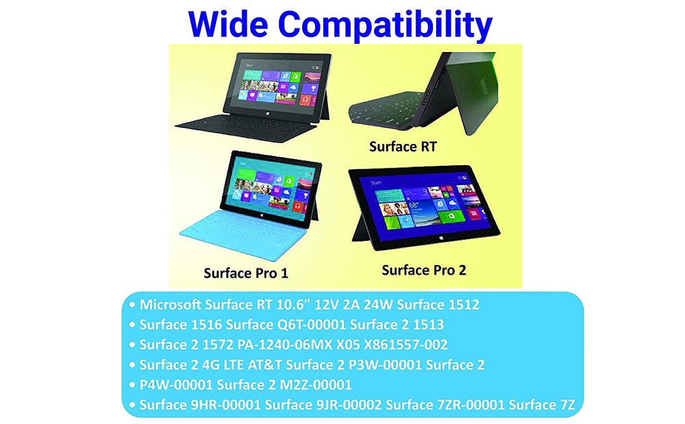 48W Surface Pro 2 Charger Power for Microsoft Surface 2 RT Pro 1 2 Window Tablet
