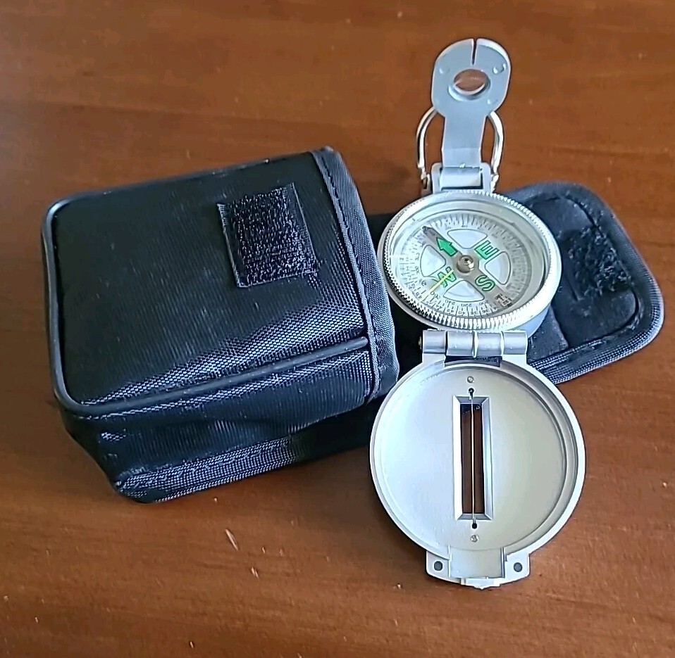 Engineer Directional Handheld Compass w/ Magnifying Lens • Belt Carry Case • New