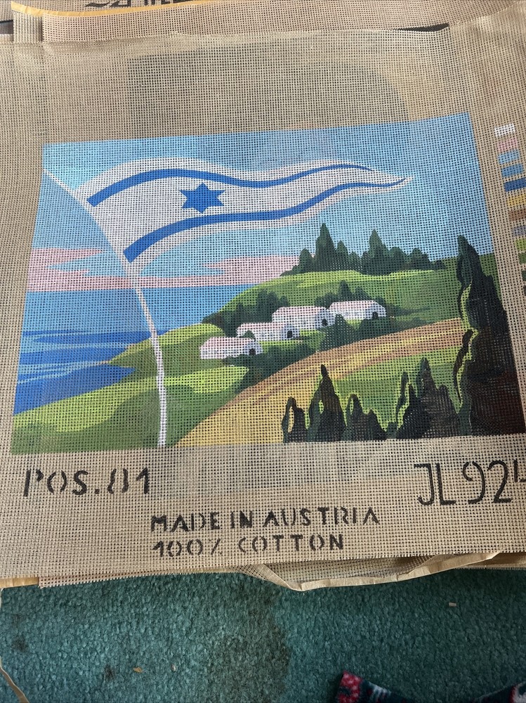 needlepoint canvas handpainted vintage