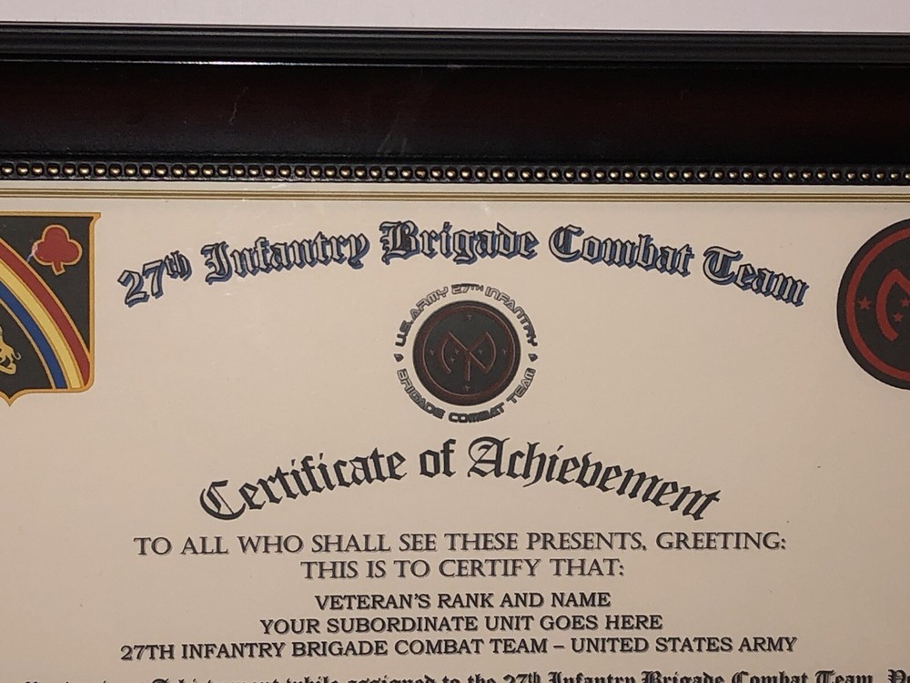27TH INFANTRY BRIGADE COMBAT TEAM - COA / (COMMEMORATIVE CERTIFICATE)