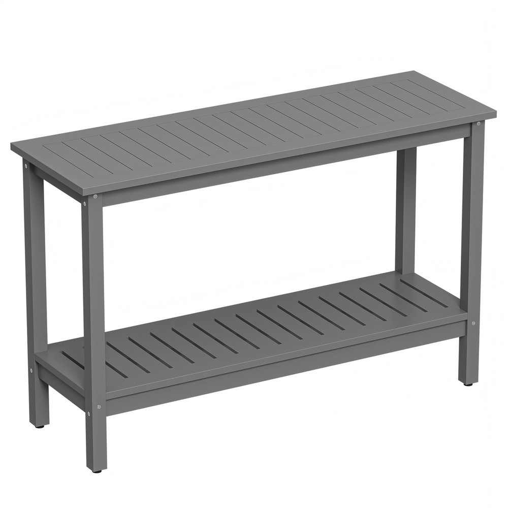 Console Table 48" Patio Side Accent Table Multifunctional with Foot Sliders Grey