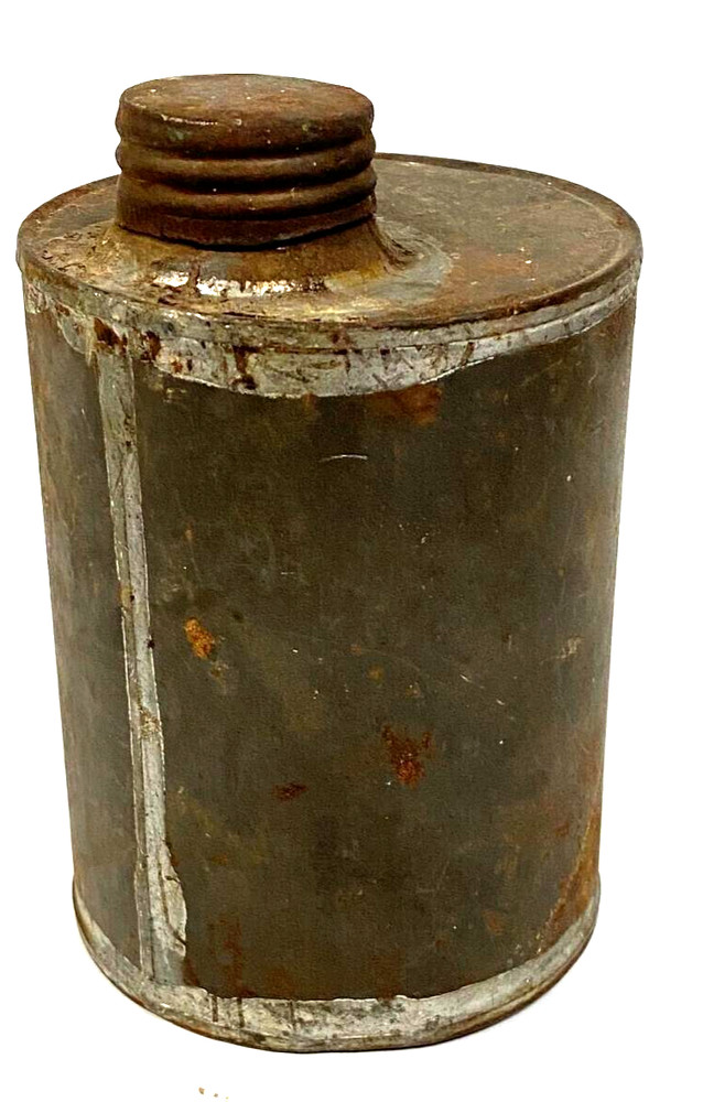Antique Metal Can with Offset Screw Cap