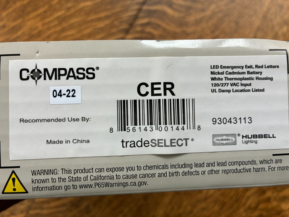 LED Emergency EXIT Sign Black, Hubbell Lighting, Compass CE Series