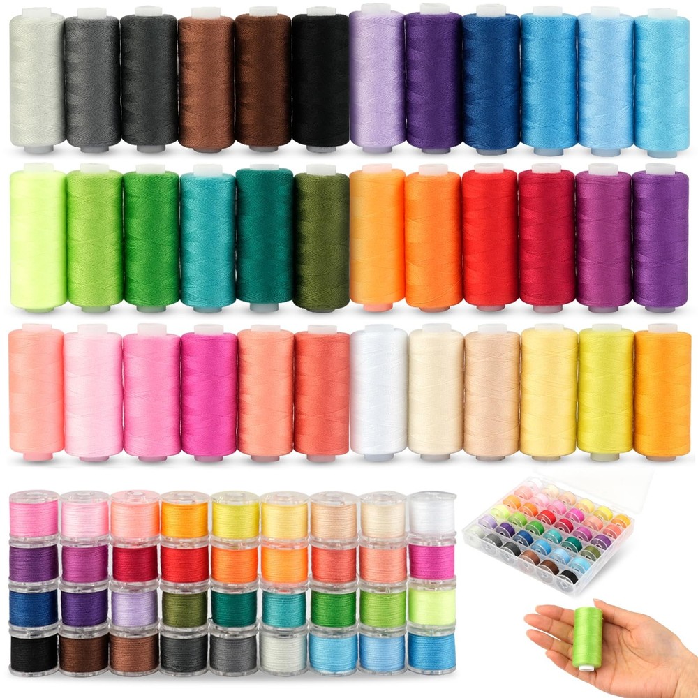 72 PCS Sewing Thread Kit, 36 Assorted Colors Machine Threads with Spools, Pre...