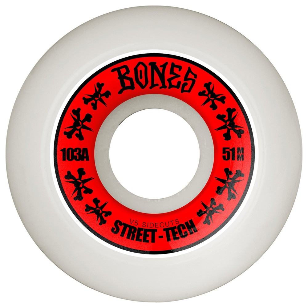 Bones Skateboard Wheels 51mm STF V5 Sidecuts 103A White