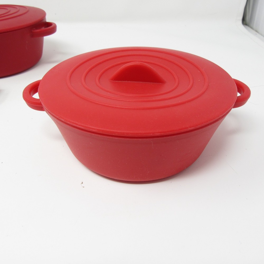 MarkCharles Misilli Silicone Nesting Round Pots Cookware Bakeware Red NEW