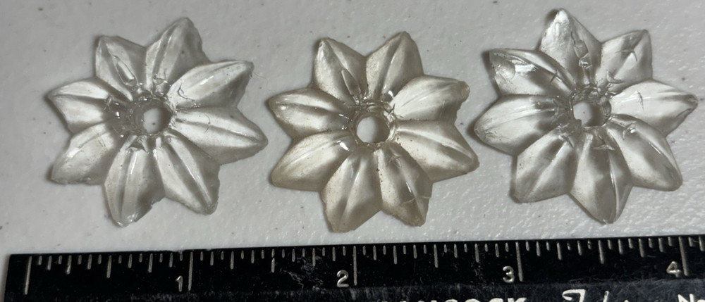3 MATCHING VINTAGE OLD SOLID GLASS HARDWARE TRIM STARS