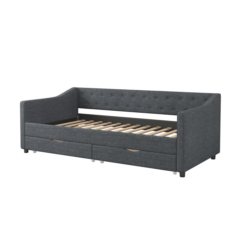 Twin Size Daybed Upholstered Bed Frame Sofa Bed with 2 Storage Drawers