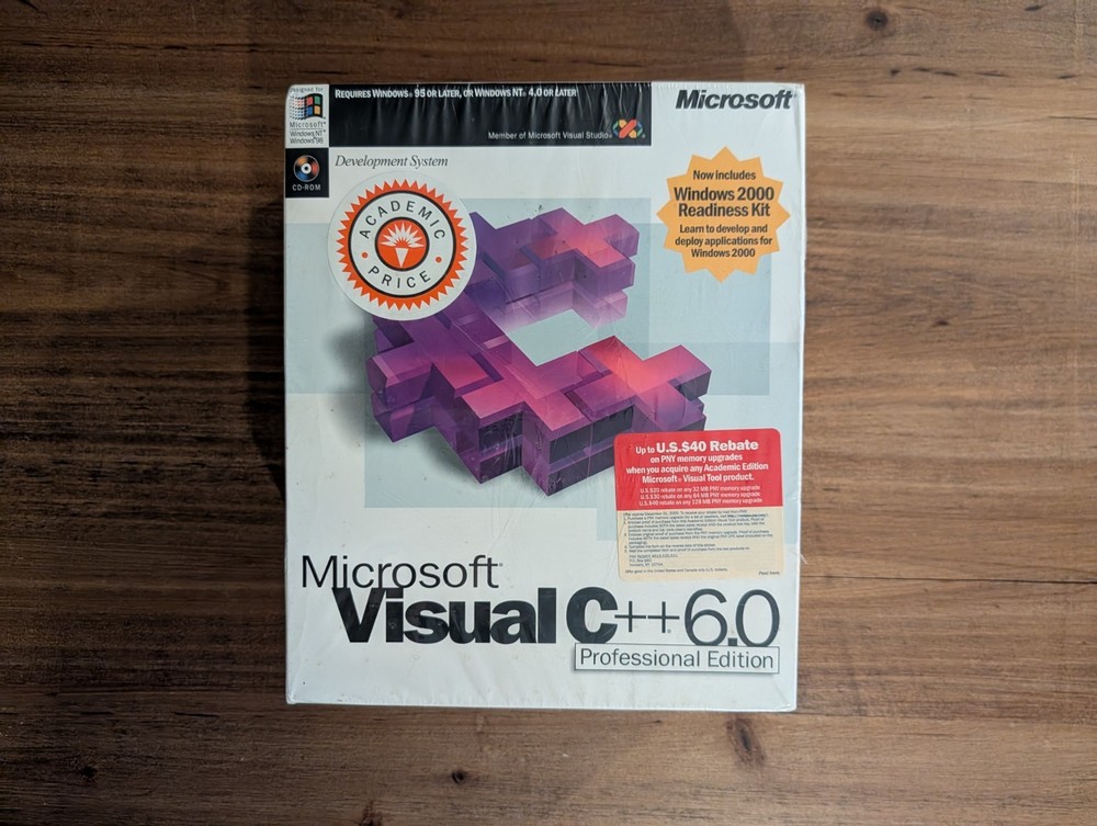 Microsoft Visual C++ 6.0 Professional Edition With Windows 2000 Readiness Kit.